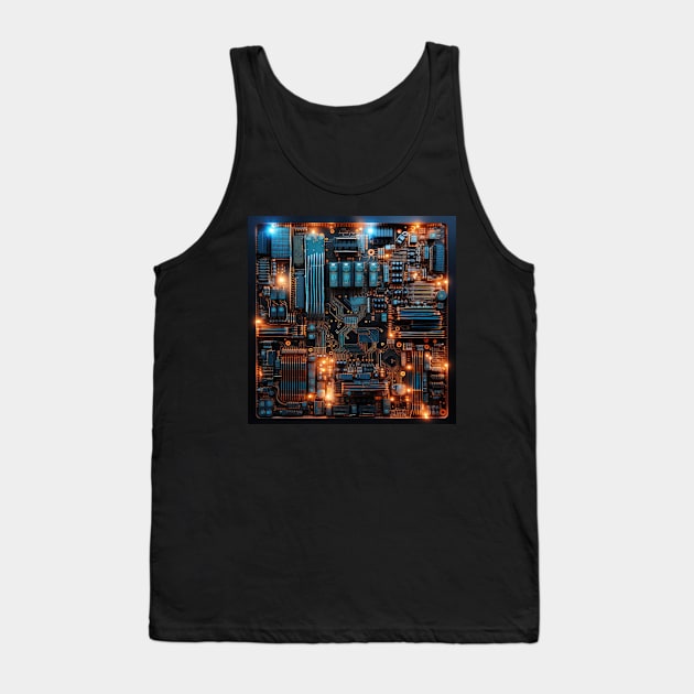 Cyber Circuit Cityscape Tank Top by star trek fanart and more